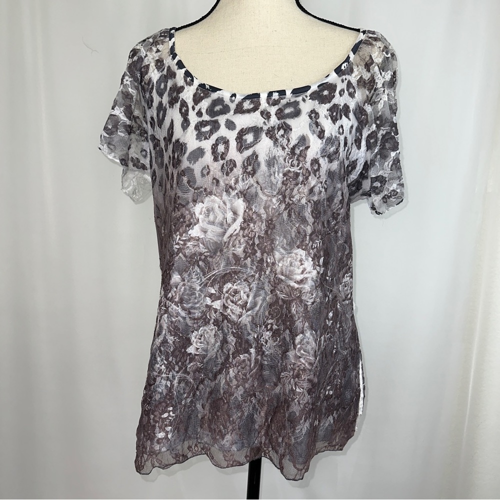 Women’s Brittany Black Animal Print Top Size L